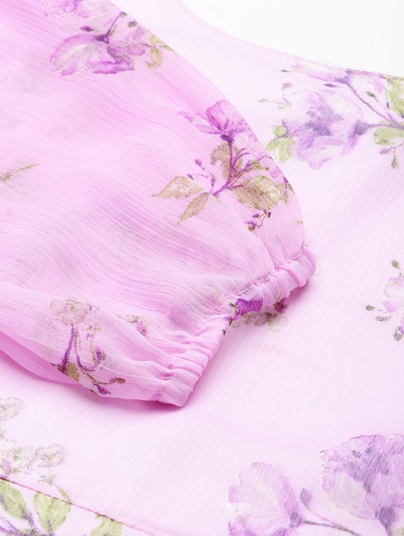 women floral print puff sleeve a-line dress - 22030920 - Standard Image - 6