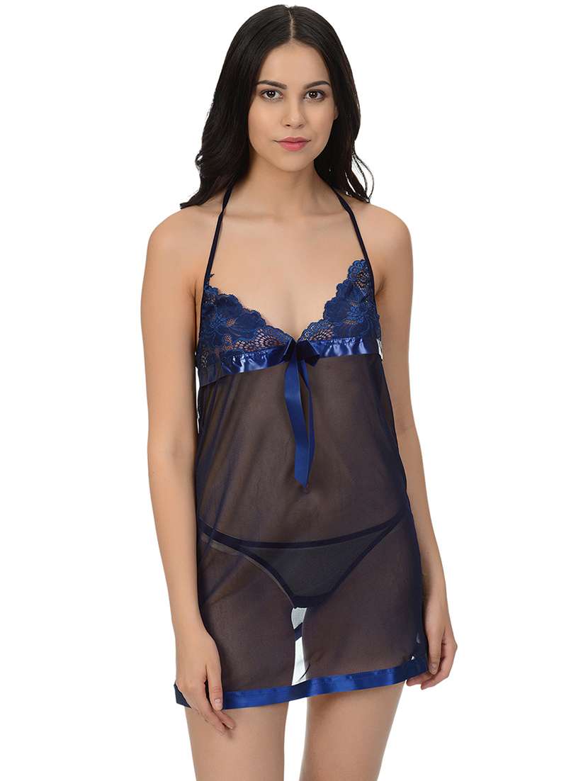 women pack of 2 solid shoulder strap lace babydoll - 22030948 - Standard Image - 1