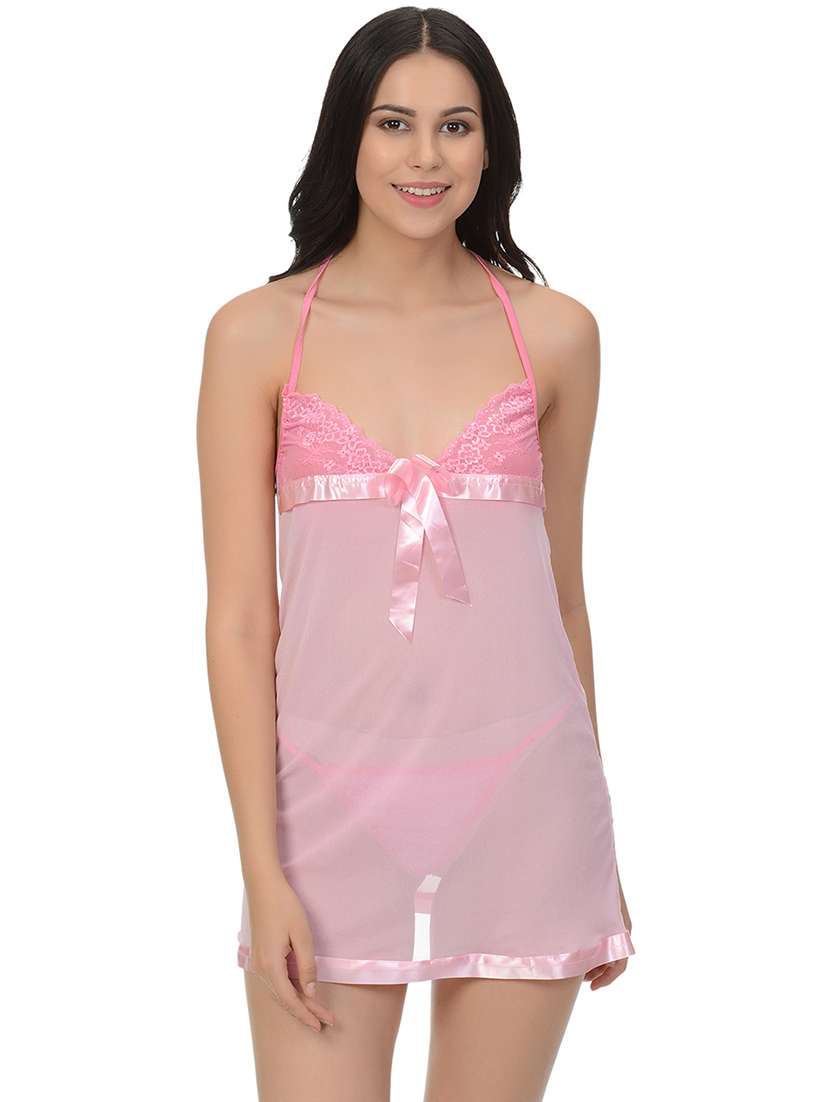 women pack of 2 solid shoulder strap lace babydoll - 22030948 - Standard Image - 4