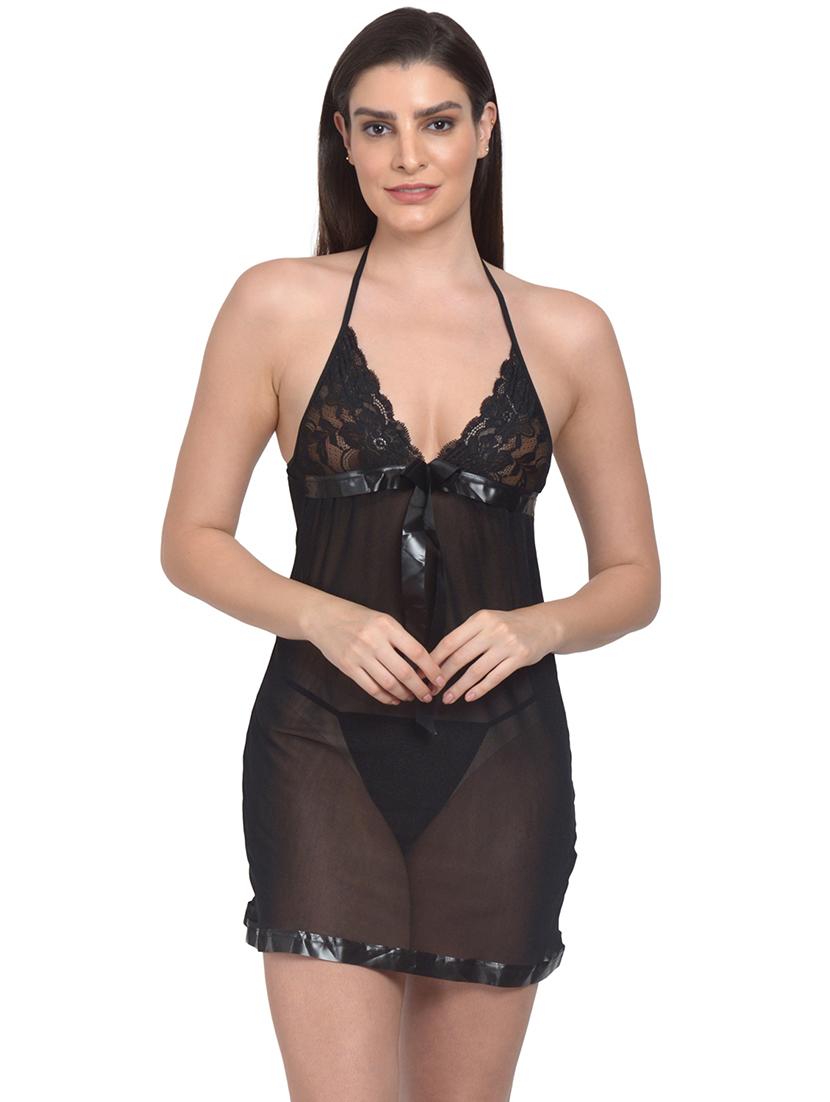 women pack of 2 solid shoulder strap lace babydoll - 22030949 - Standard Image - 4