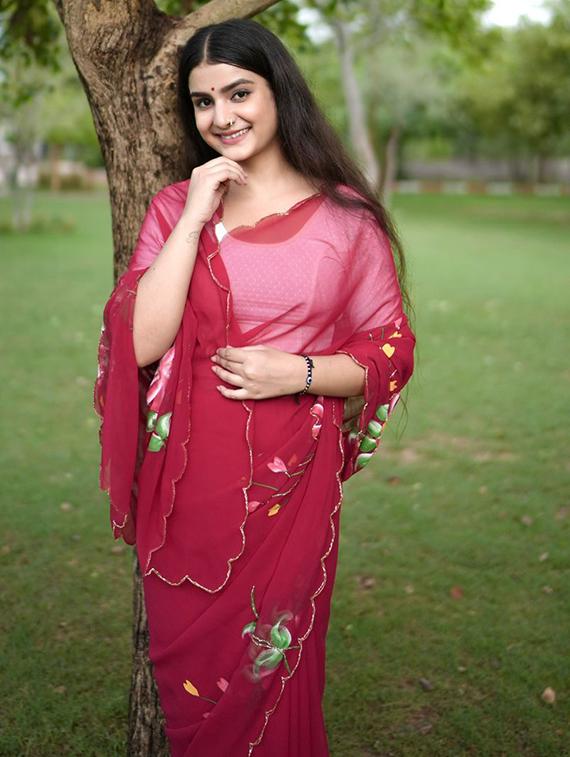 women floral printed saree with blouse - 22031013 -  Standard Image - 1