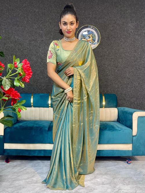 women solid plain saree with blouse - 22031048 -  Standard Image - 0