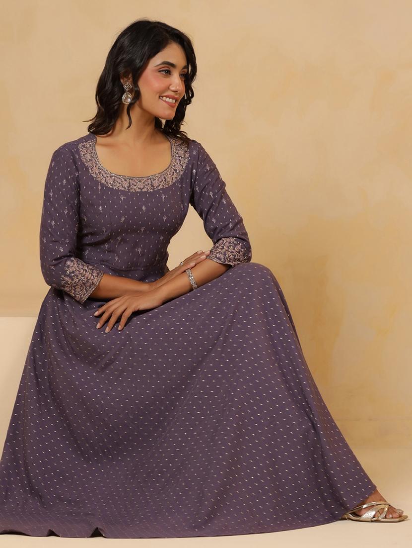 women printed three quarter sleeve anarkali kurta - 22031054 - Standard Image - 4