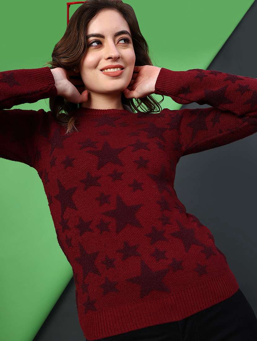 women self designed long sleeve pullover - 22031065 -  Standard Image - 1