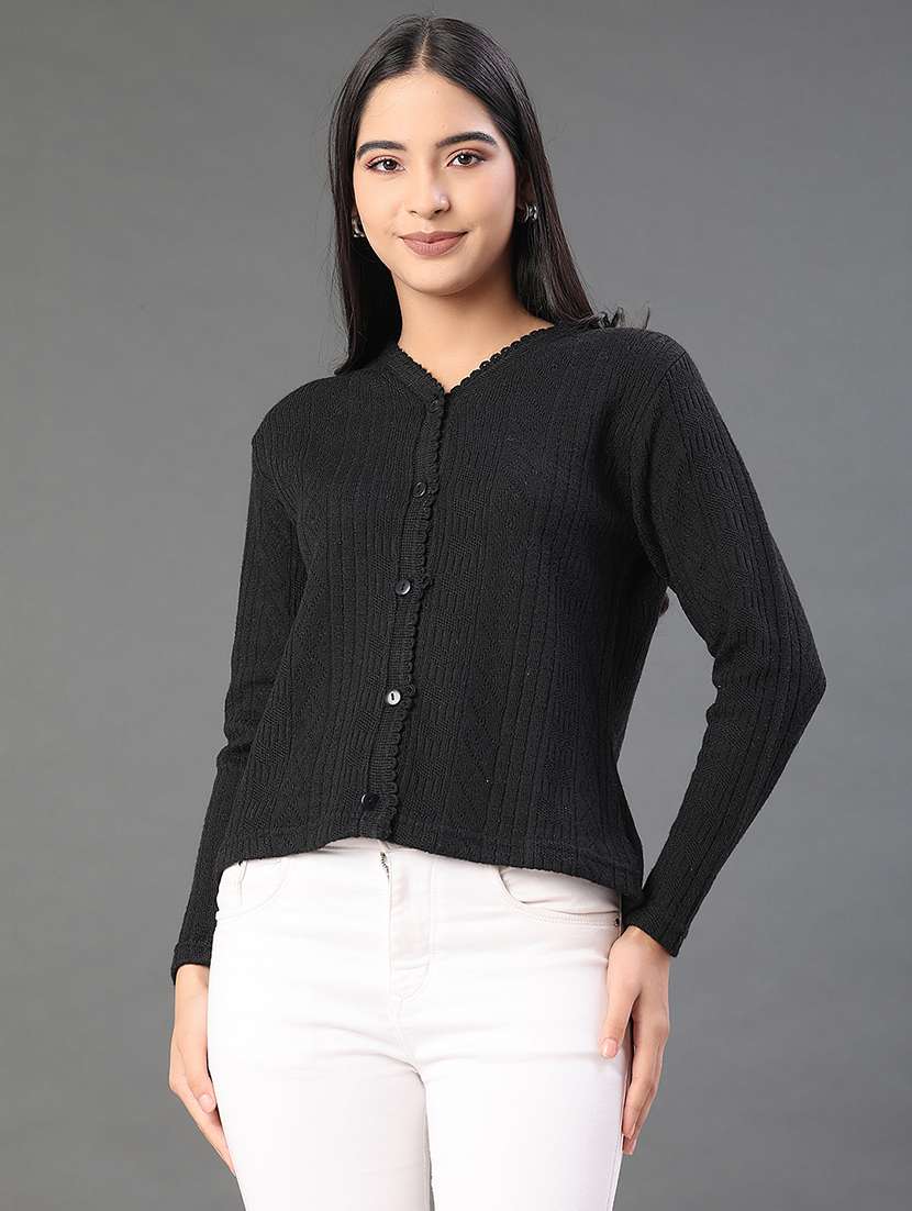 women self designed long sleeve cardigan - 22031146 -  Standard Image - 1