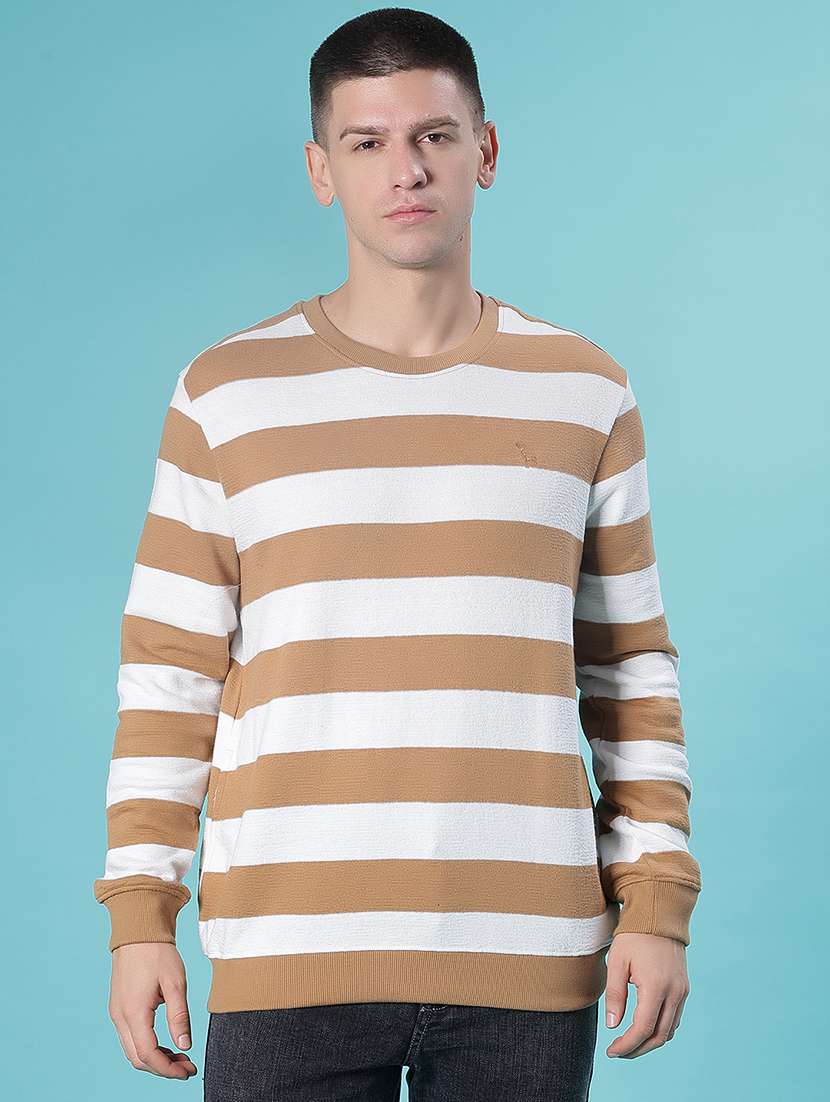 men striped long sleeve regular fit pullover - 22031147 -  Standard Image - 1