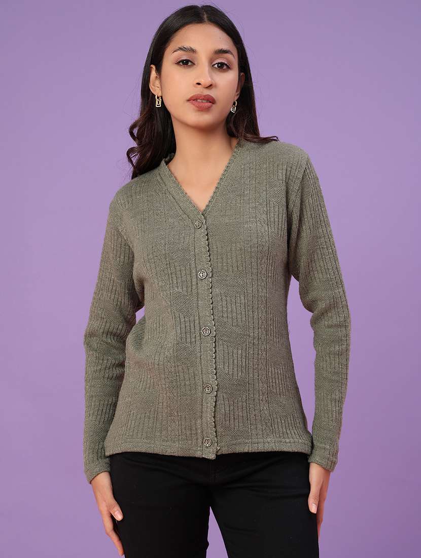 women self design long sleeve cardigan - 22031159 -  Standard Image - 1