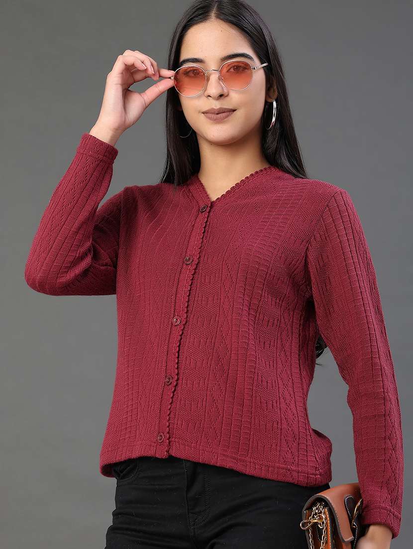 women self designed long sleeve cardigan