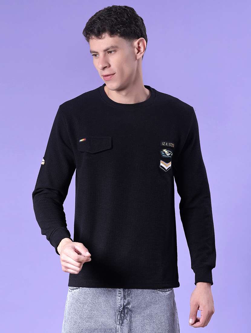 men self design long sleeve regular fit t-shirt - 22031231 -  Standard Image - 1
