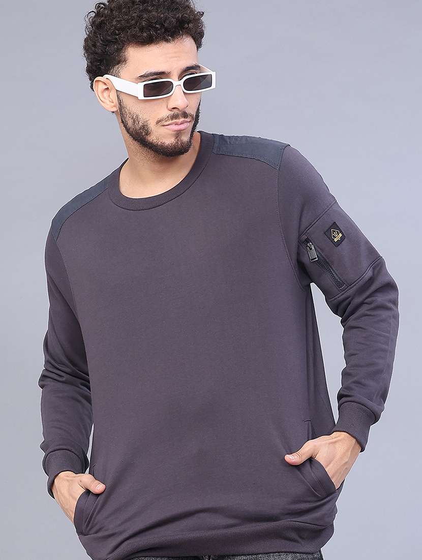 men solid long sleeve sweatshirt