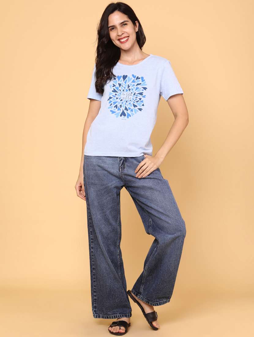 women blue cotton regular t-shirt - 22031292 -  Standard Image - 4