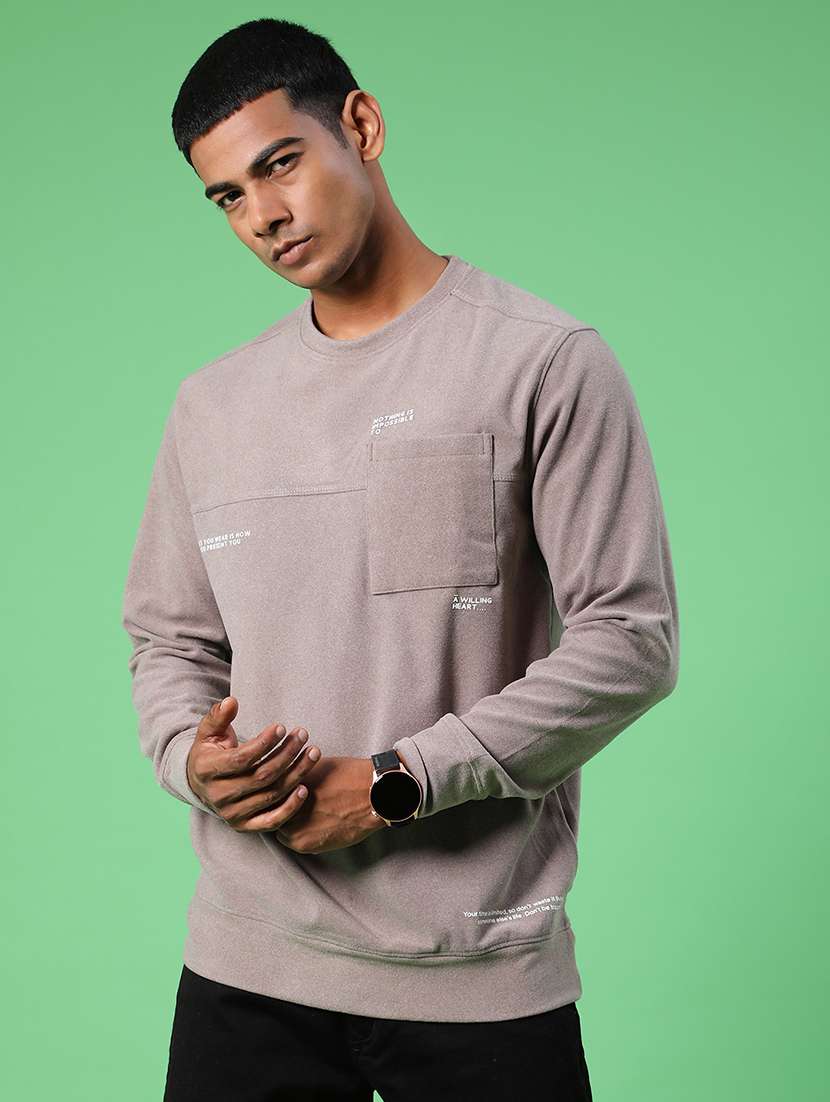 men typographic long sleeve regular fit t-shirt - 22031457 -  Standard Image - 1