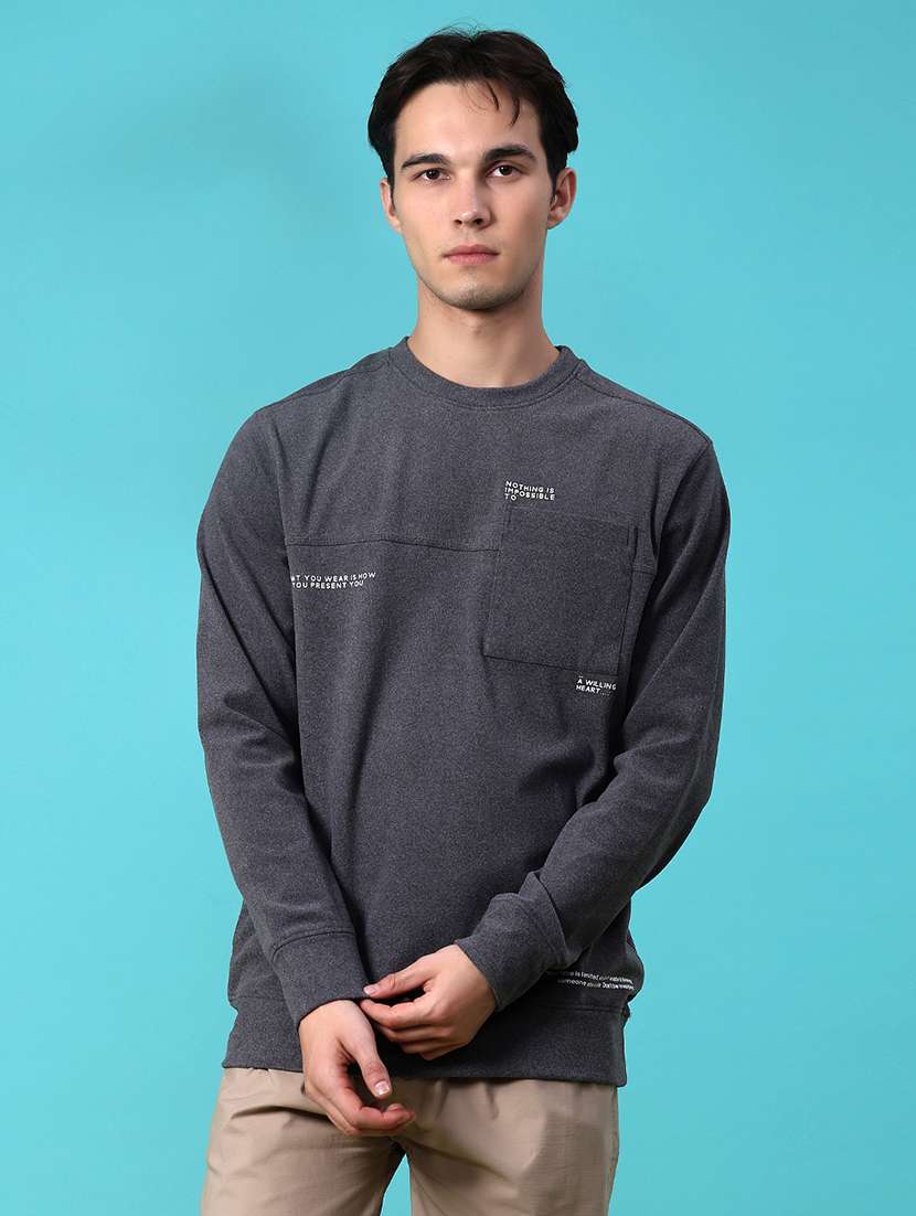 men typographic long sleeve regular fit t-shirt - 22031458 -  Standard Image - 1