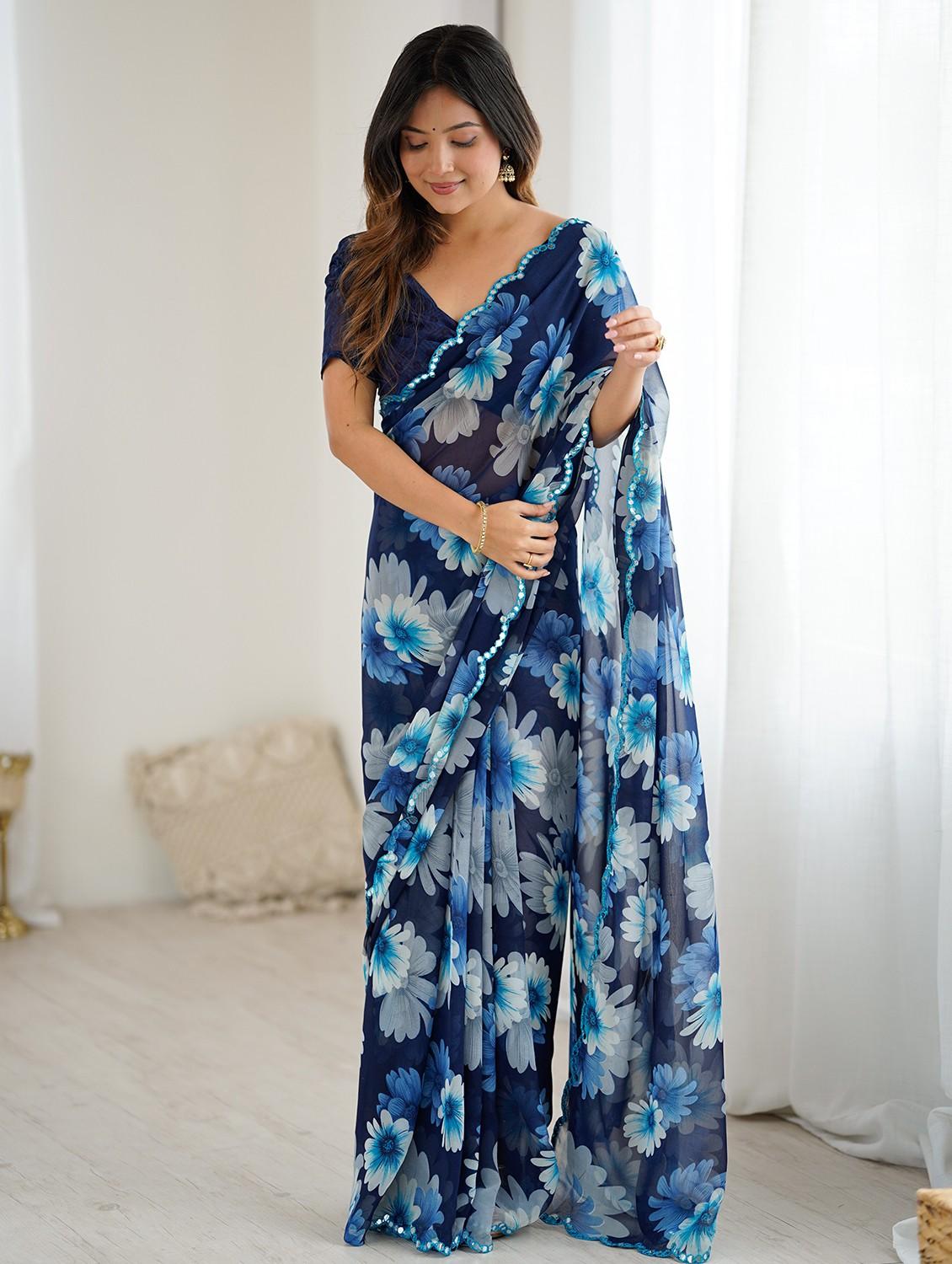 women floral printed saree with blouse - 22031500 -  Standard Image - 1