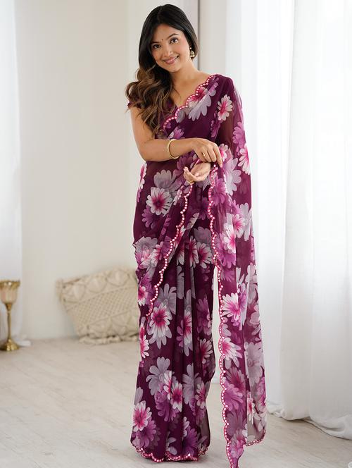 women floral printed saree with blouse - 22031502 -  Standard Image - 0