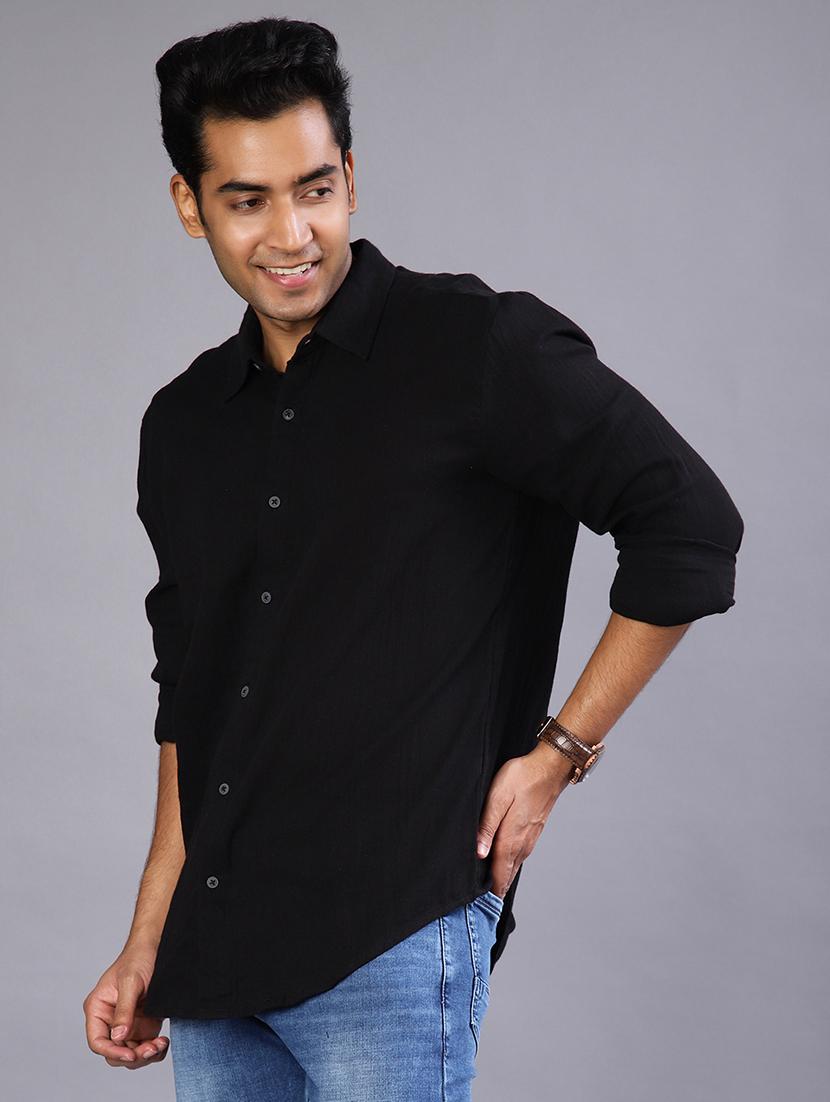 men solid long sleeve regular fit casual shirt - 22031506 - Standard Image - 1