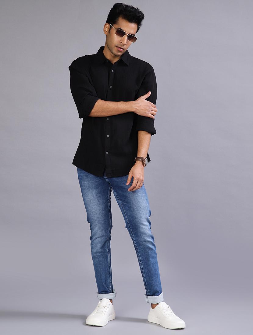 men solid long sleeve regular fit casual shirt - 22031506 - Standard Image - 4