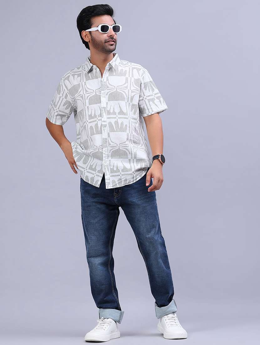 men printed short sleeve regular fit casual shirt - 22031510 -  Standard Image - 4