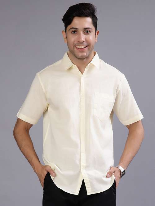 men solid short sleeve regular fit casual shirt - 22031515 - Standard Image - 0