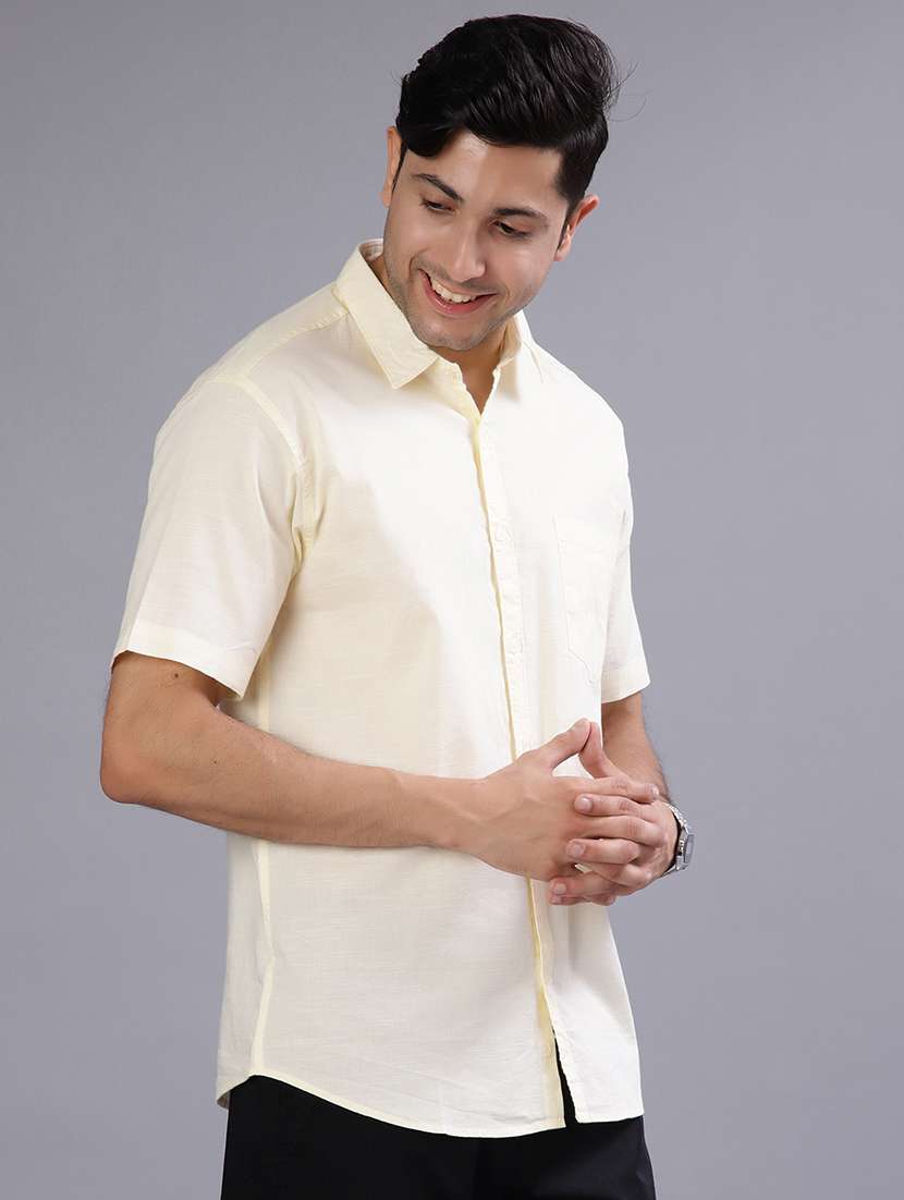 men solid short sleeve regular fit casual shirt - 22031515 - Standard Image - 1