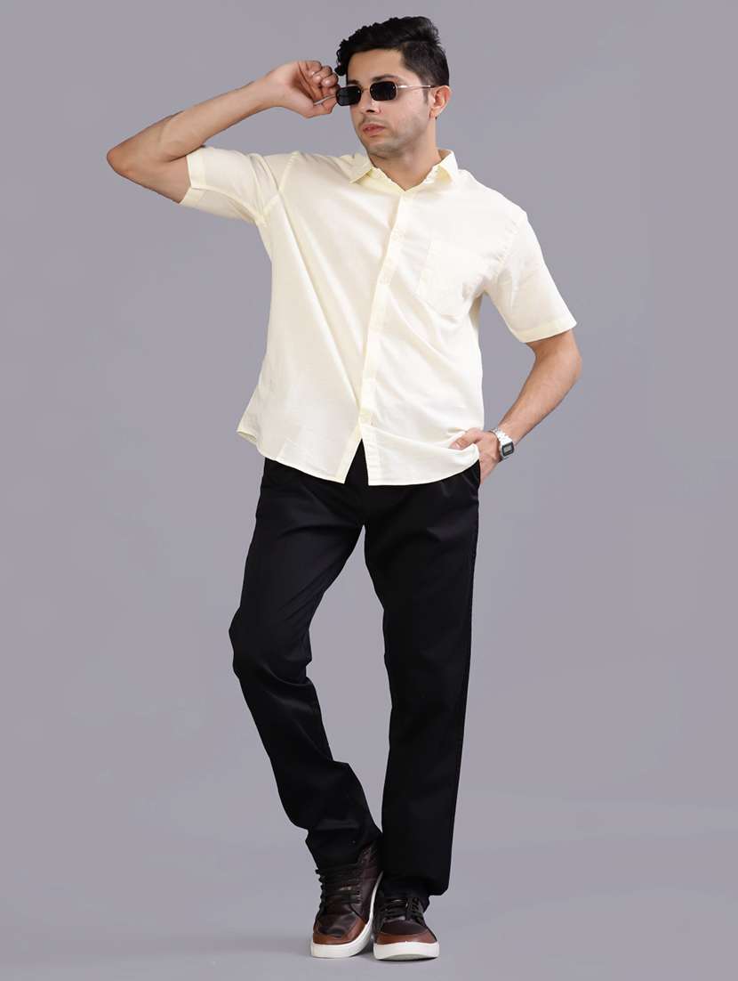 men solid short sleeve regular fit casual shirt - 22031515 - Standard Image - 4