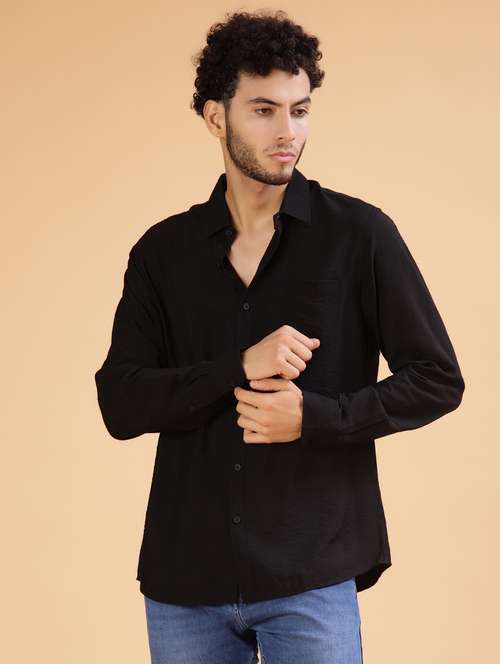 men solid long sleeve regular fit casual shirt - 22031519 -  Standard Image - 0