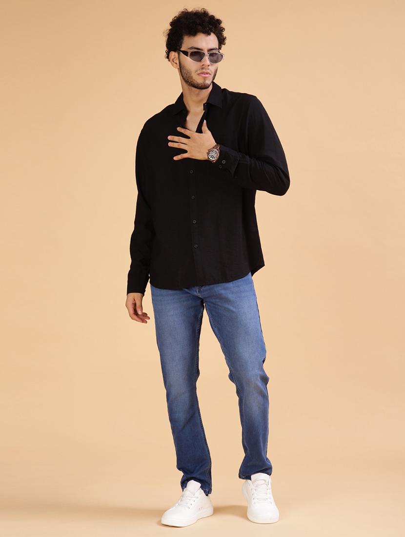men solid long sleeve regular fit casual shirt - 22031519 - Standard Image - 4