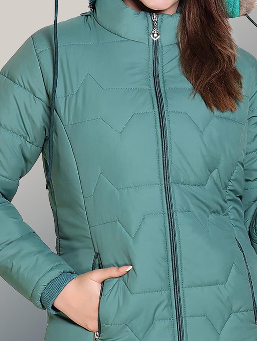 women solid long sleeve hooded parka jacket - 22031539 - Standard Image - 4