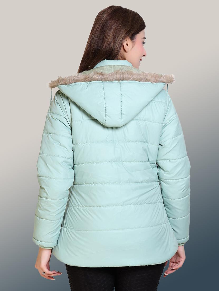 women solid long sleeve hooded parka jacket - 22031542 -  Standard Image - 1