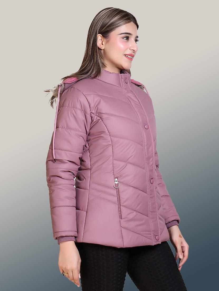 women solid long sleeve hooded parka jacket - 22031547 - Standard Image - 1