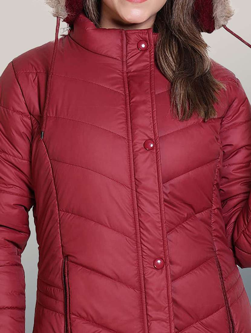 women solid long sleeve hooded parka jacket - 22031548 -  Standard Image - 4