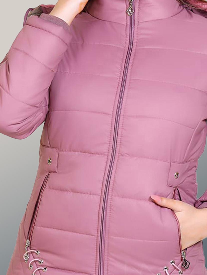 women solid long sleeve hooded parka jacket - 22031551 - Standard Image - 4