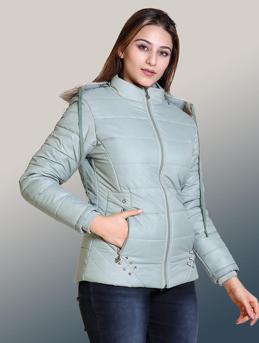 women solid long sleeve hooded parka jacket - 22031553 -  Standard Image - 1