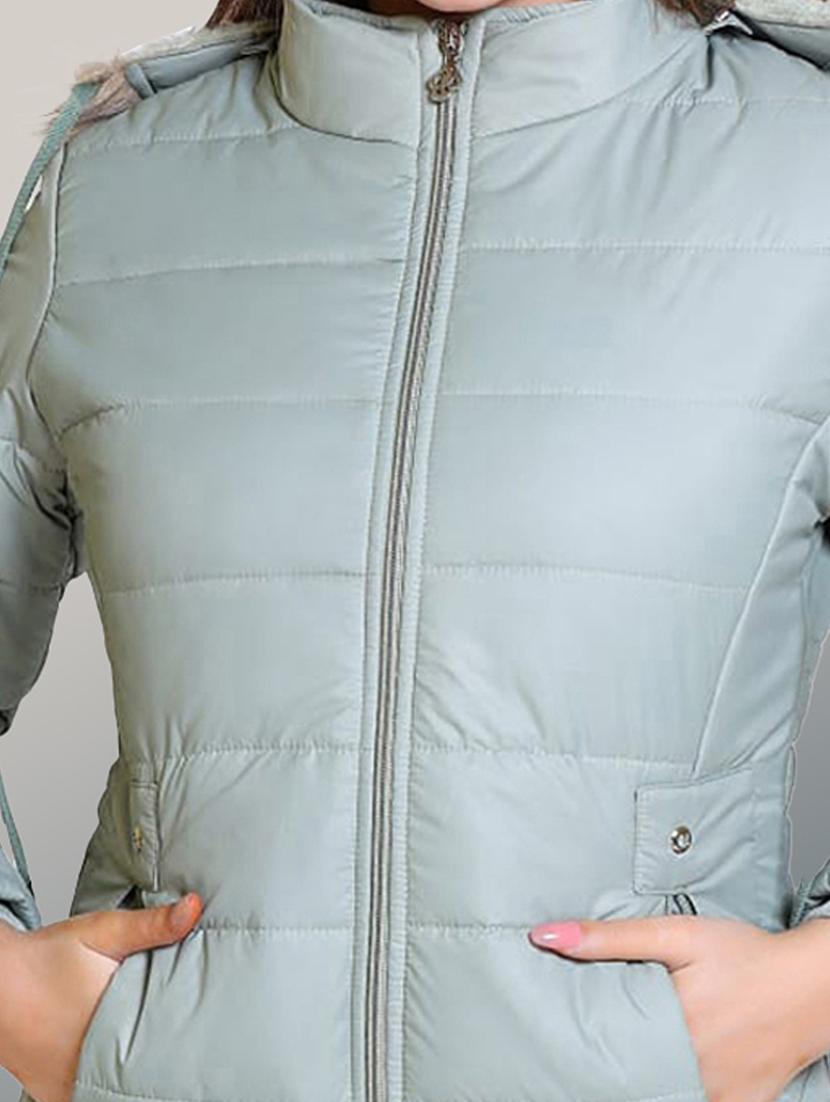 women solid long sleeve hooded parka jacket - 22031553 - Standard Image - 4