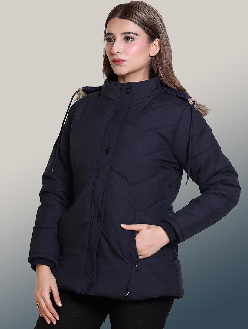 women solid long sleeve hooded parka jacket - 22031555 -  Standard Image - 1