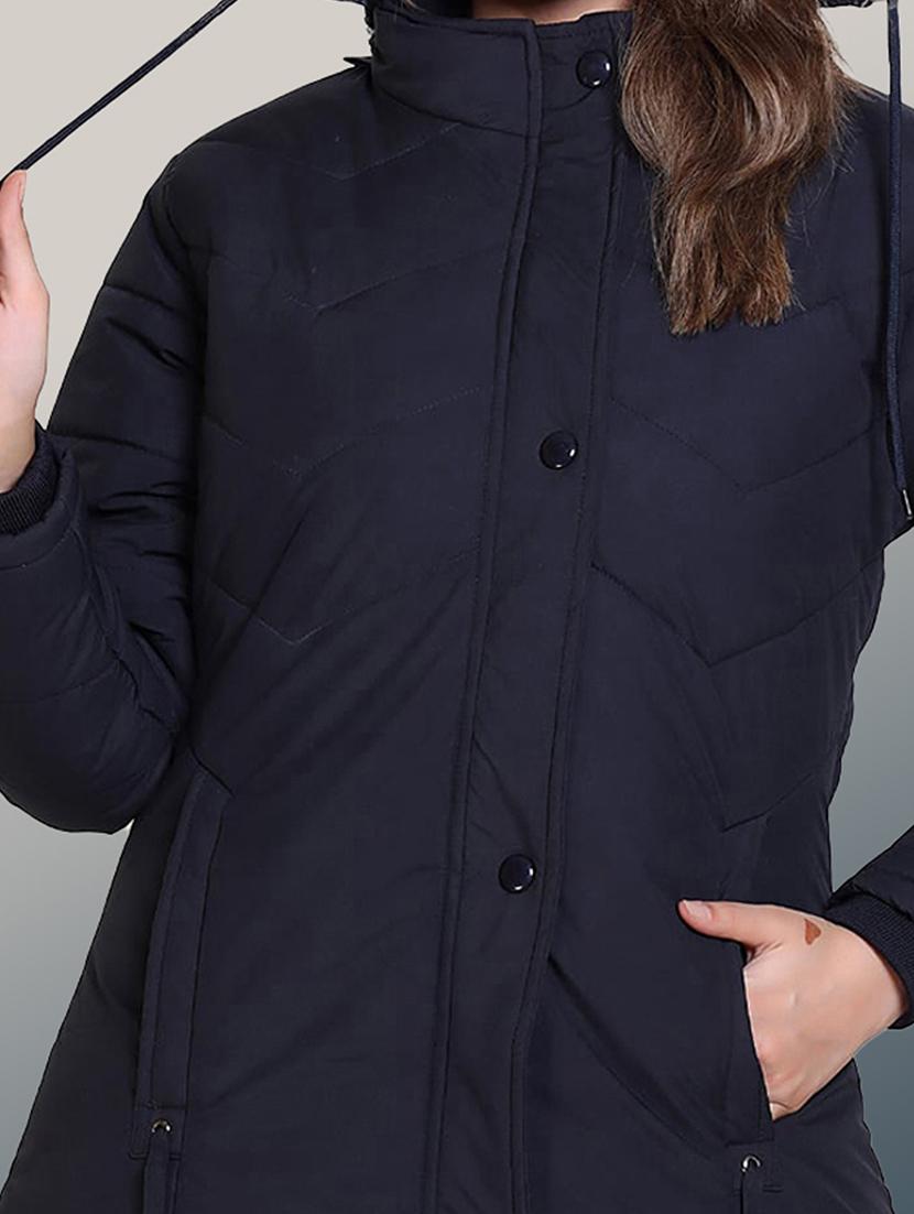 women solid long sleeve hooded parka jacket - 22031555 - Standard Image - 4