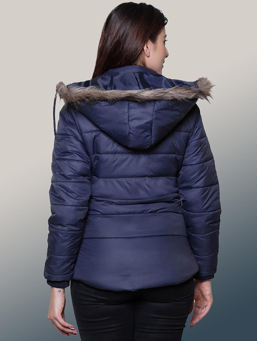 women solid long sleeve hooded parka jacket - 22031557 -  Standard Image - 1