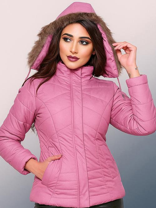 women solid long sleeve hooded parka jacket - 22031558 - Standard Image - 0