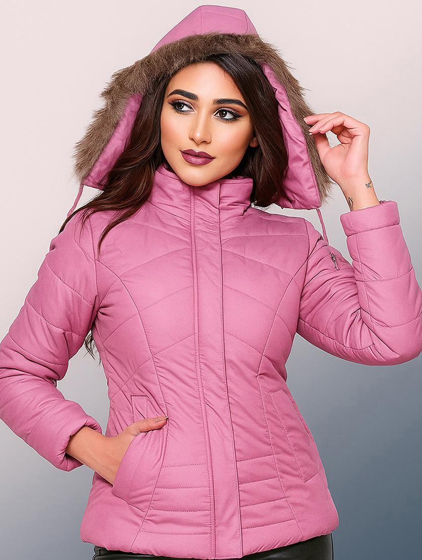 women solid long sleeve hooded parka jacket - 22031558 - Zoom Image - 0