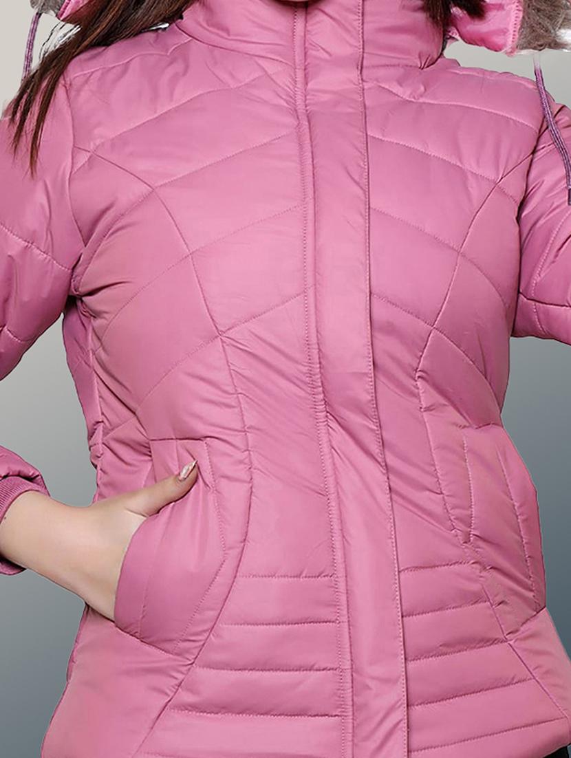 women solid long sleeve hooded parka jacket - 22031558 - Standard Image - 4