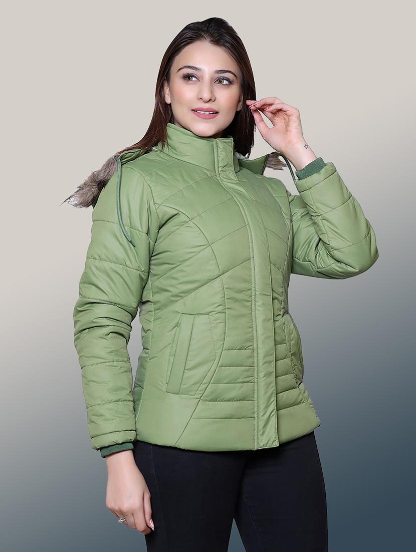 women solid long sleeve hooded parka jacket - 22031559 -  Standard Image - 1