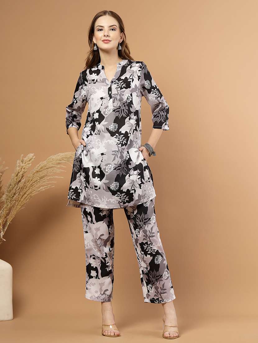 women floral three quarter sleeve ethnic co-ord set - 22031622 - Standard Image - 1