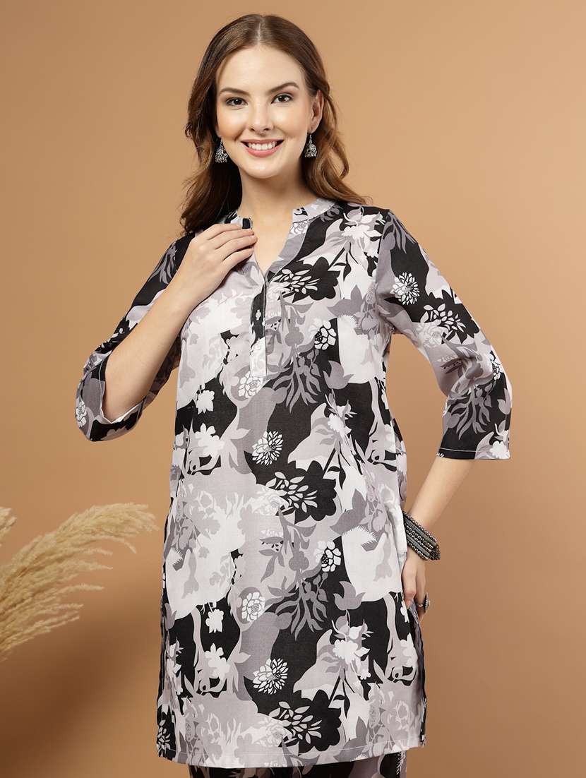 women floral three quarter sleeve ethnic co-ord set - 22031622 - Standard Image - 4