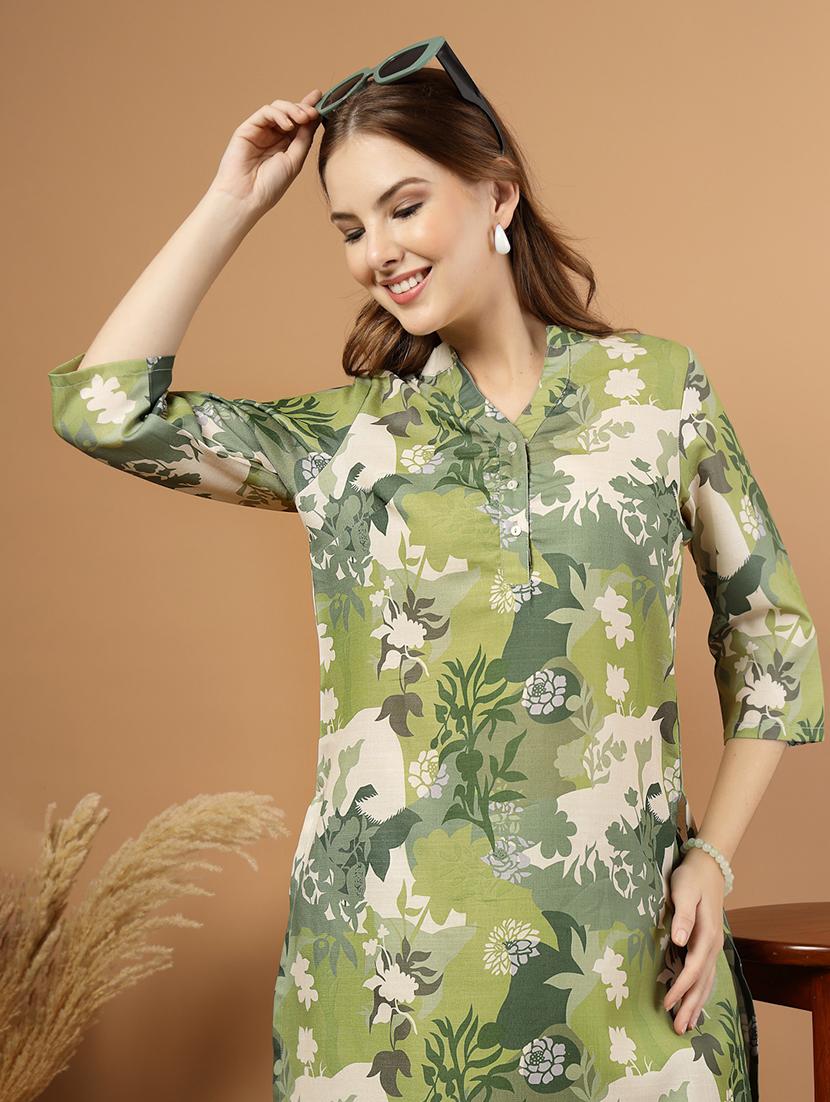 women floral three quarter sleeve ethnic co-ord set - 22031623 - Standard Image - 4