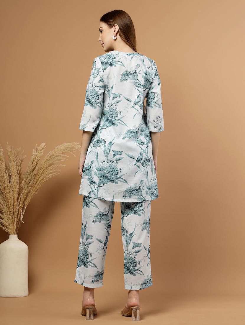 women floral three quarter sleeve ethnic co-ord set - 22031624 - Standard Image - 4