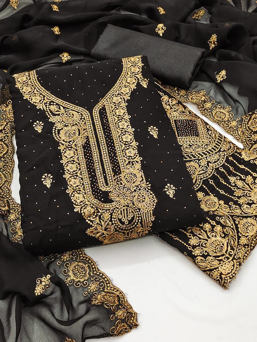 women solid with work embroidered unstitched suit set - 22031631 -  Zoom Image - 0