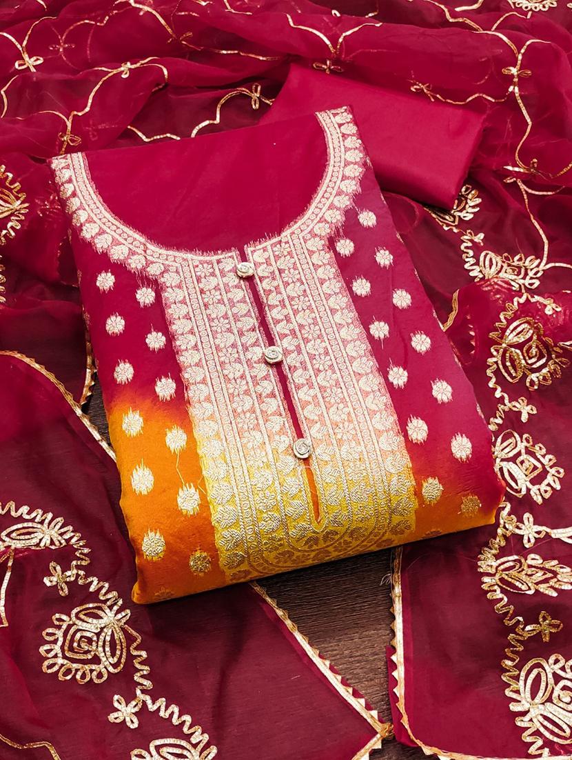 women self design embroidered unstitched suit set - 22031640 - Standard Image - 1