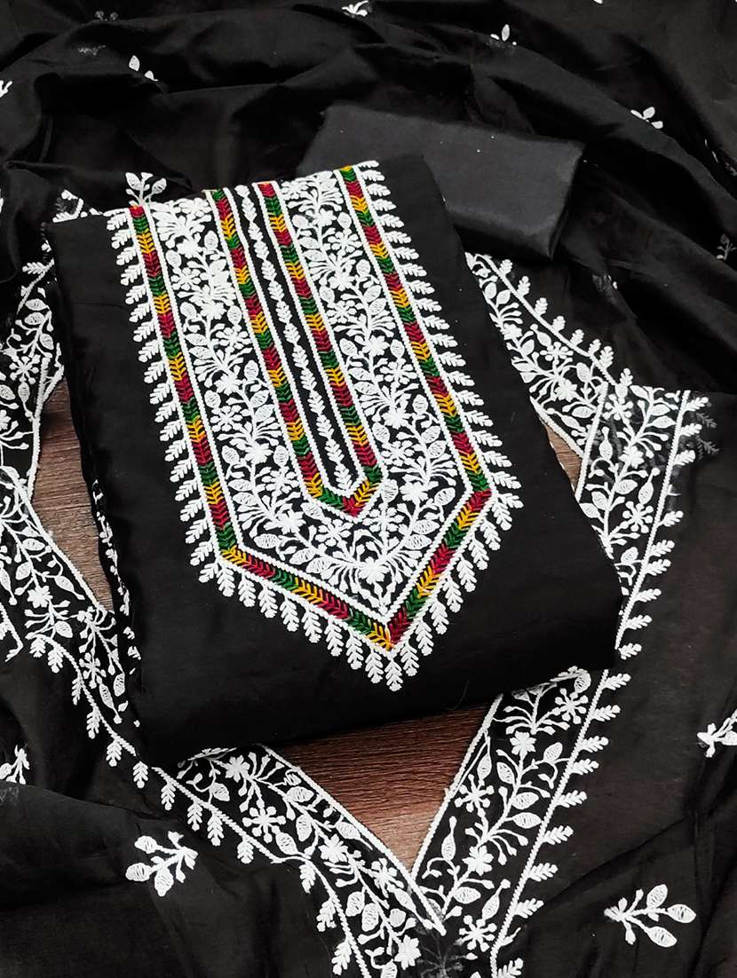 women solid with work embroidered unstitched suit set - 22031658 -  Standard Image - 1