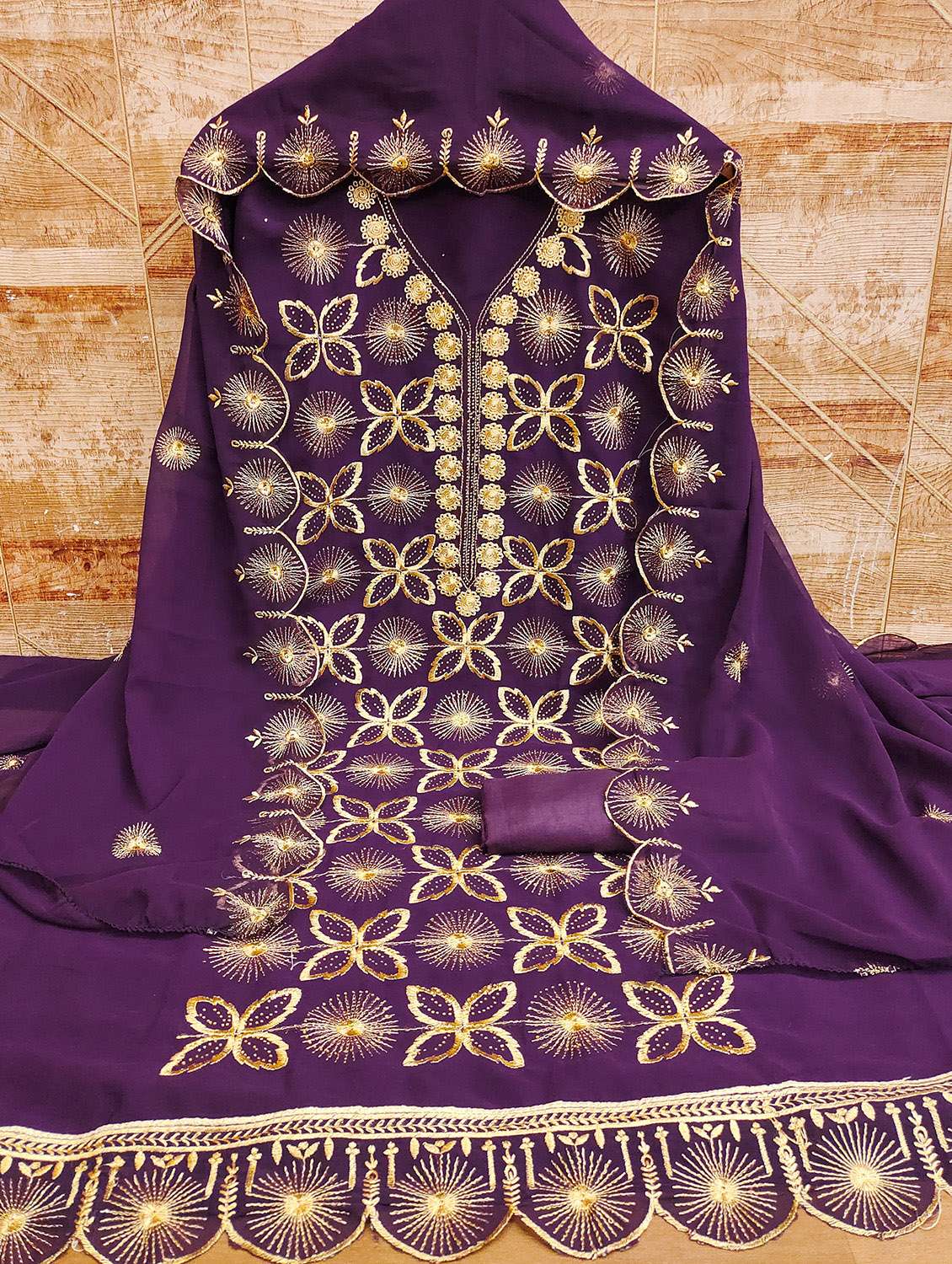 women solid with work embroidered unstitched suit set - 22031668 -  Standard Image - 1