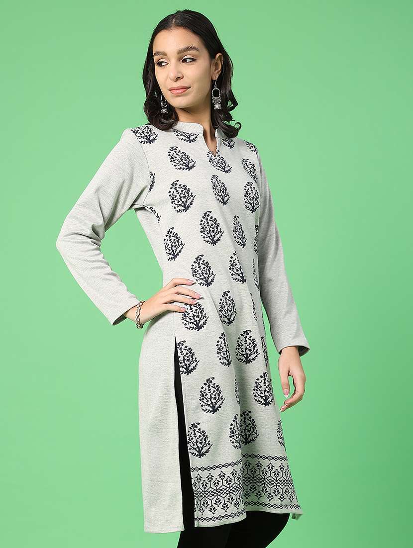 women self designed long sleeve woolen kurta - 22031886 -  Standard Image - 1